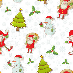 Christmas cartoon characters seamless pattern