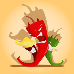 Angry chili peppers