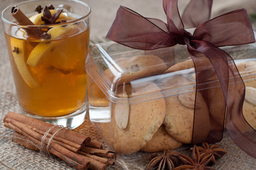 Homemade almond cookies in the box