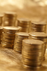 coins on the gold background