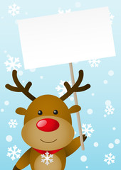 Cute deer with empty banner