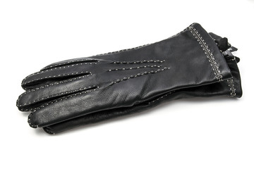 Black leather gloves
