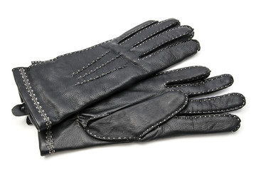 Black leather gloves