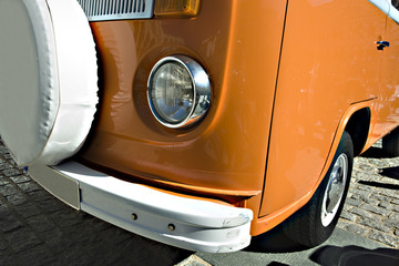 Headlight view of a classic van