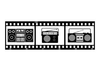 Film strip with retro radio