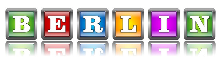 Berlin - Sign with colorful characters and mirroring