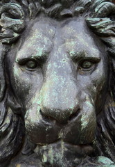 Fototapeta na wymiar Closeup szefa brązowy posąg lwa