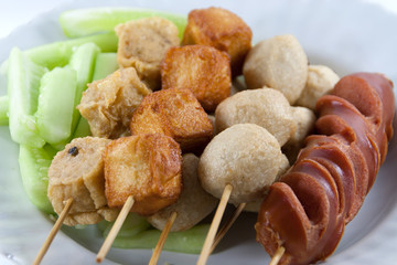 Meat Ball and sausage fried