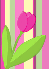 Tulip on a striped background