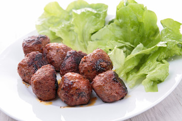 roasted meatballs and salad