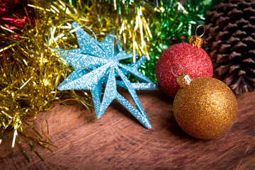 Christmas decoration  on wooden background