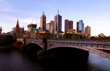 Melbourne  Skyline on sunset
