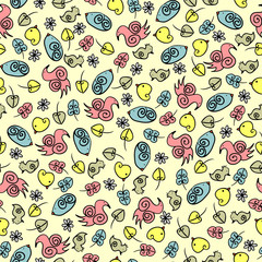 Cute seamless pattern with little birds