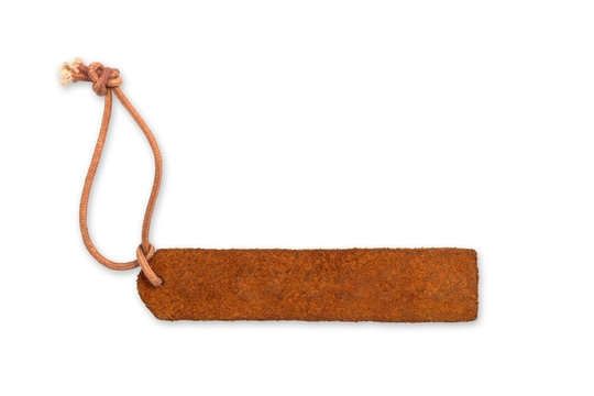Blank leather label with place for text, isolated