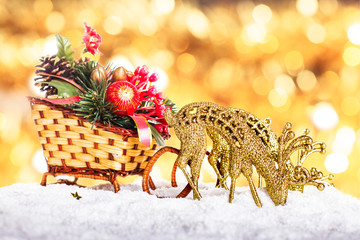 Christmas decor: sleigh and reindeers