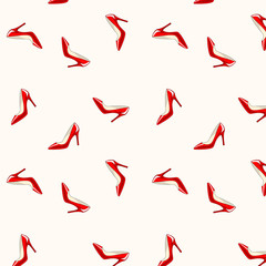 vector illustration of red stiletto shoes pattern - 47037436
