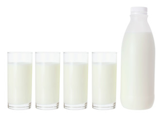 Milk in Glasses and Bottle