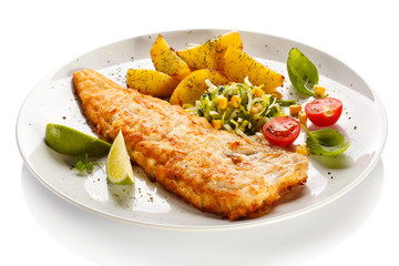 Fish dish - fried fish fillet with vegetables