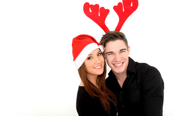 Elchgeweih und Weihnachtsmütze