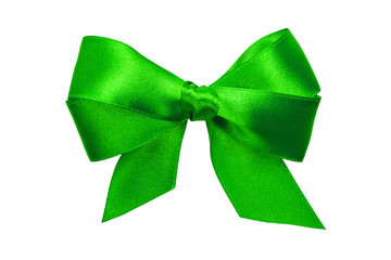 green bow with tails from ribbon