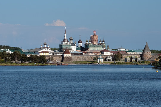 View of Solovetsky Monastery from the White Sea, Russia