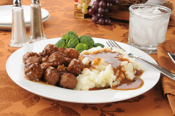 Swedish meataballs and potatoes