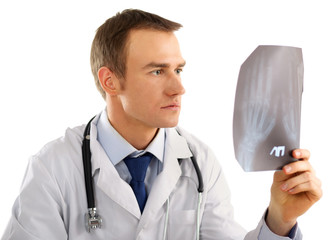 A young male doctor with an X-ray picture