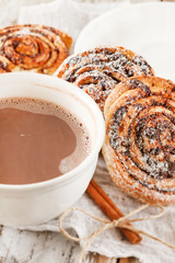cinnamon rolls with cocoa