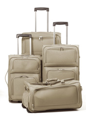 Suitcases against a white background