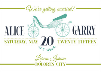 Wedding Invitation Card - Carriage Theme - in vector
