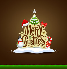 Merry Christmas lettering design greeting card background