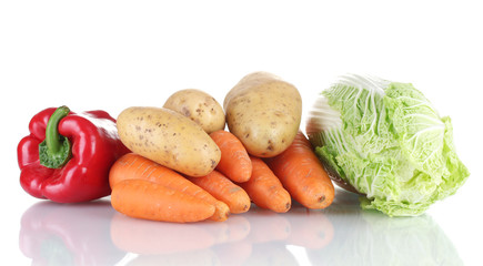 Fresh vegetables isolated on white