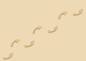 vector illustration of footprints in the sand - 47044415