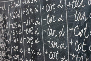 Math formulas written on the desk