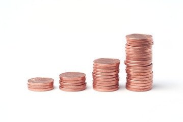 Stacks of euro cents used