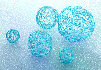 beautiful decorative balls, on blue background