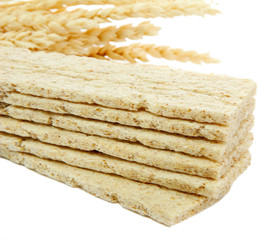 tasty crispbread and ears, isolated on white