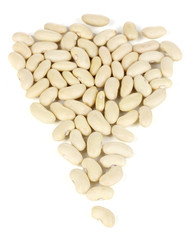 Sprinkled white beans isolated on white