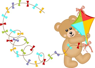 Dekokissen Teddybär mit Drachenwind © soniagoncalves