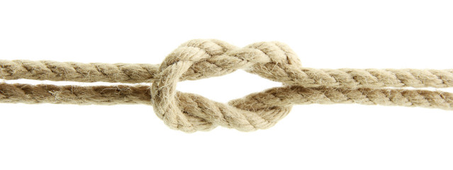 rope with knot, isolated on white