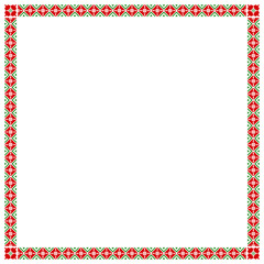 Square frame with elements of national Ukrainian embroidery. eps