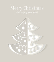 Paper cut-out christmas tree illustration, vector