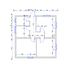 drawing, the plan of house with the sizes