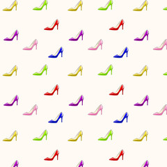 vector illustration of colorful stiletto shoes pattern
