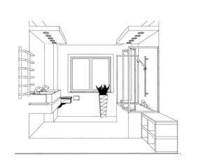 sketch bathroom interior