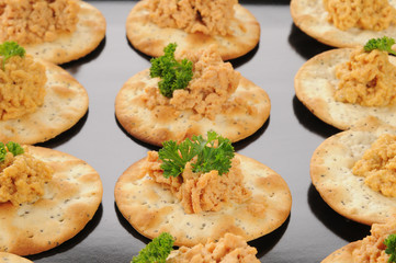 Crackers with lobster dill spread