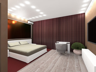 Iinterior of modern bedroom. 3D render