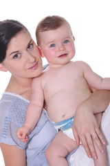 Young woman holding baby