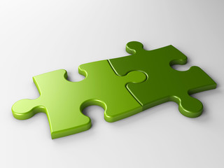 two puzzle pieces with clipping path