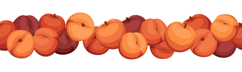 Seamless horizontal vector background with peaches.